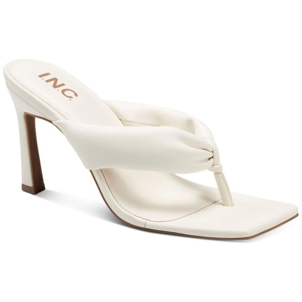 INC Womens SAGE White Faux Leather Open Toe Dress Pumps Shoes NWT